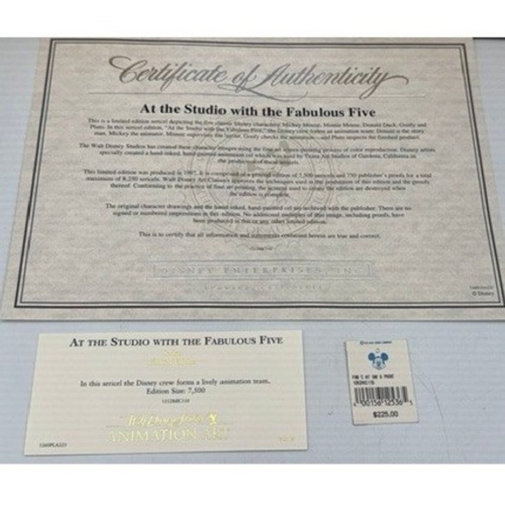 Disney At the Studio with the Fabulous Five Limited Edition Sericel Framed COA - Picture 7 of 8